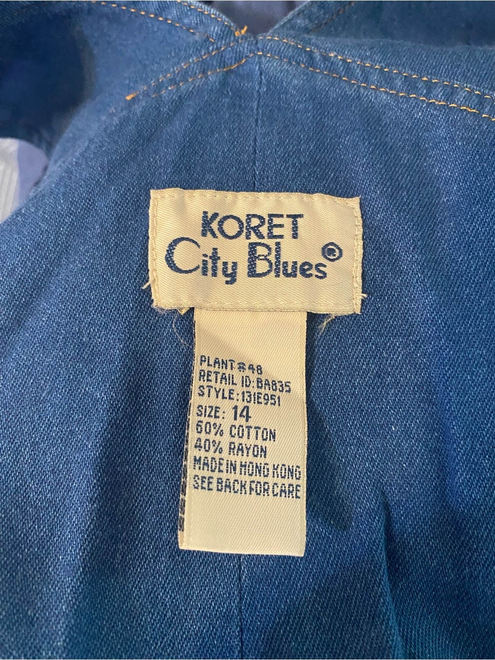 Koret Blue Denim Women's Overalls with Red & White Plaid Trim - Picture 16 of 16